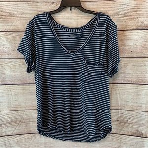 Abercrombie & Fitch Blue and White Striped T-shirt